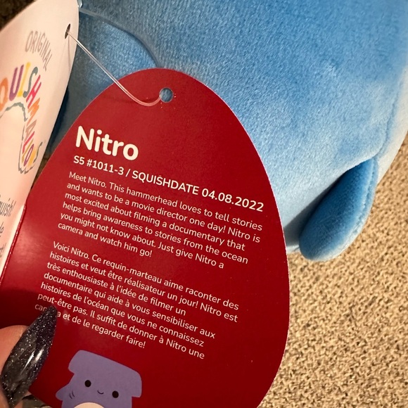 Nwt 5" Nitro the Valentine Hammerhead Shark Squishmallow - Picture 3 of 4